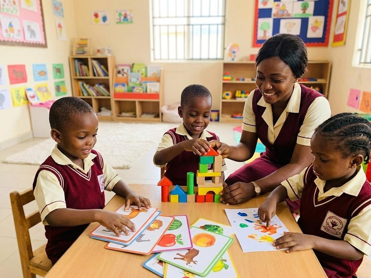 Nursery children at play and learning